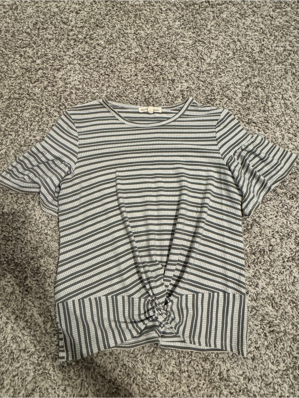 Striped Knot Front Short Sleeve Tee - Blue & White